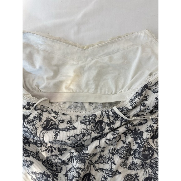 Vintage Y2K XL Lace Trim Tank Top Black White Spaghetti Empire Waist Whimsigoth - Picture 4 of 6